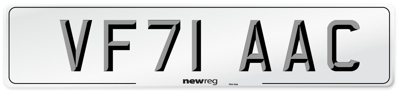 VF71 AAC Number Plate from New Reg